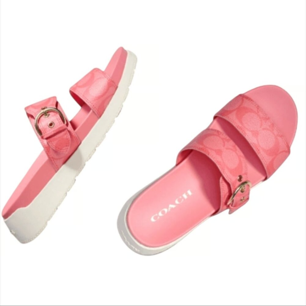 Coach Gwen Signature Sandal Color Pink/Lemonade. NIB